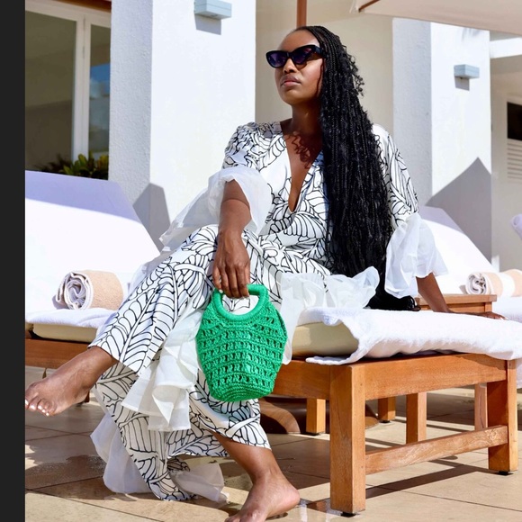 NEW Fe Noel x Target Sketch Palm Leaf Print Ruffle Trim Cover Up Dress 3X pl… - Picture 2 of 3